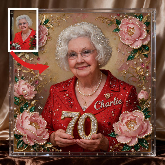Personalized 70th Birthday Older Woman Diamond Painting Ornament Kit, Grandma Gift