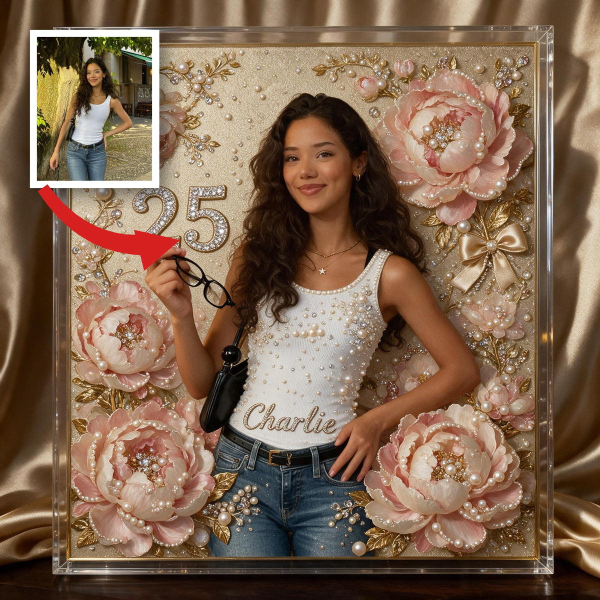 Personalized 25th Birthday Latina Woman Diamond Painting Ornament Kit Gift for Her