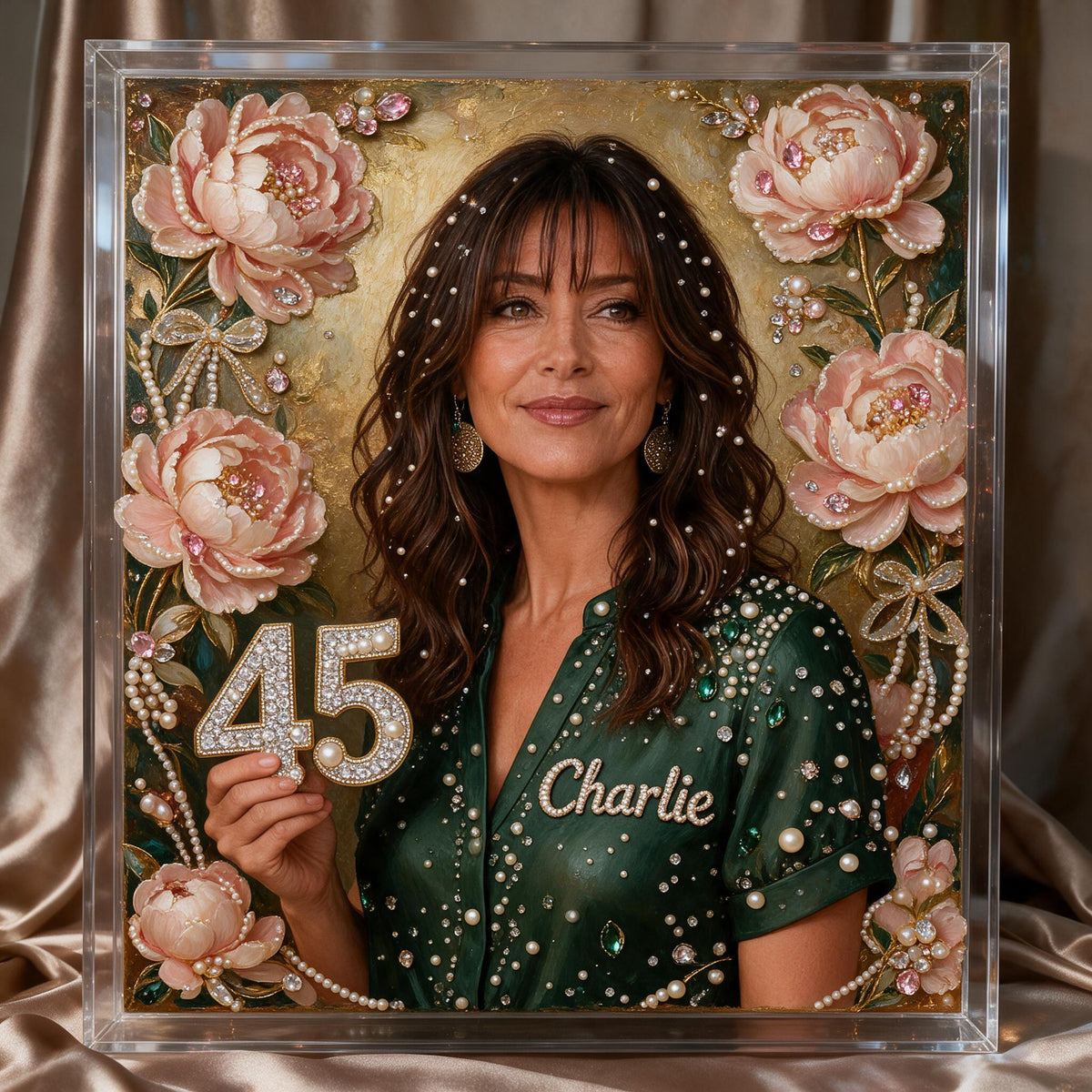 Personalized 45th Birthday Middle-Aged Latina Woman Diamond Painting Ornament Kit