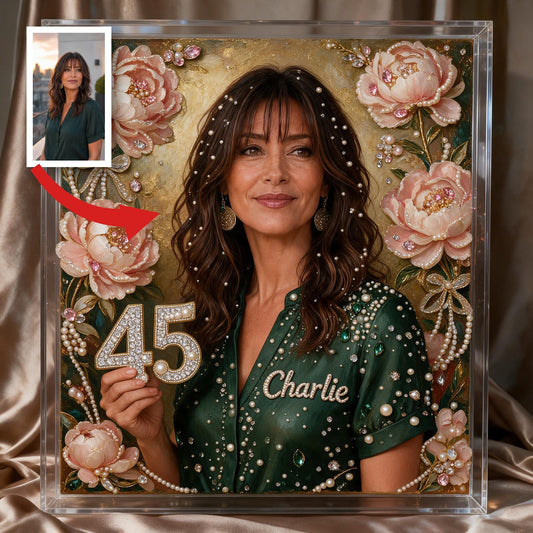 Personalized 45th Birthday Middle-Aged Latina Woman Diamond Painting Ornament Kit