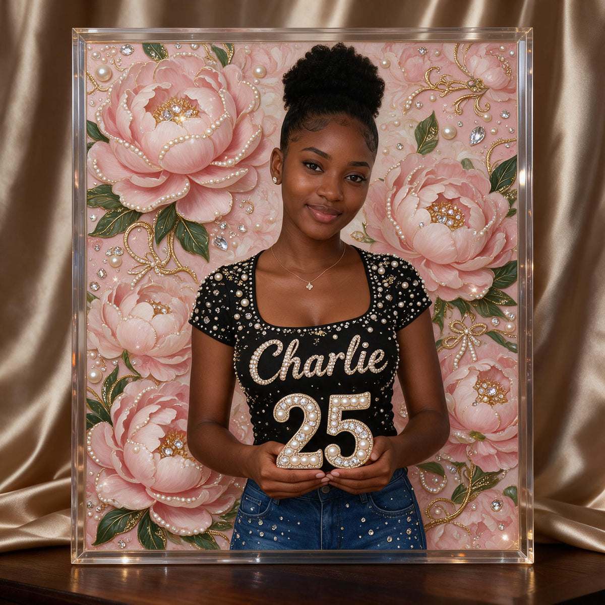Personalized 25th Birthday Black Woman Diamond Painting Ornament Kit Gift for Her