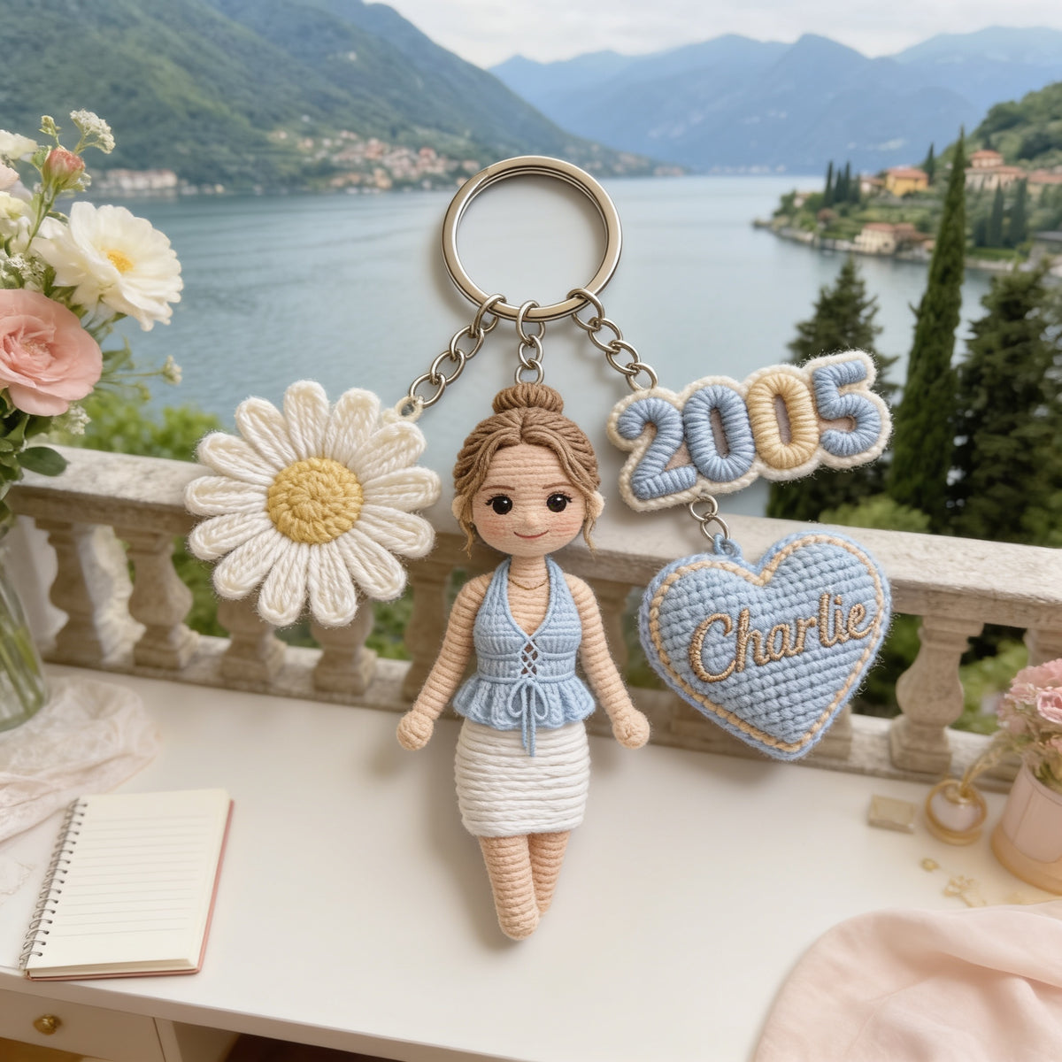 Personalized 25th Birthday Woman Custom Charm Keychain Gift