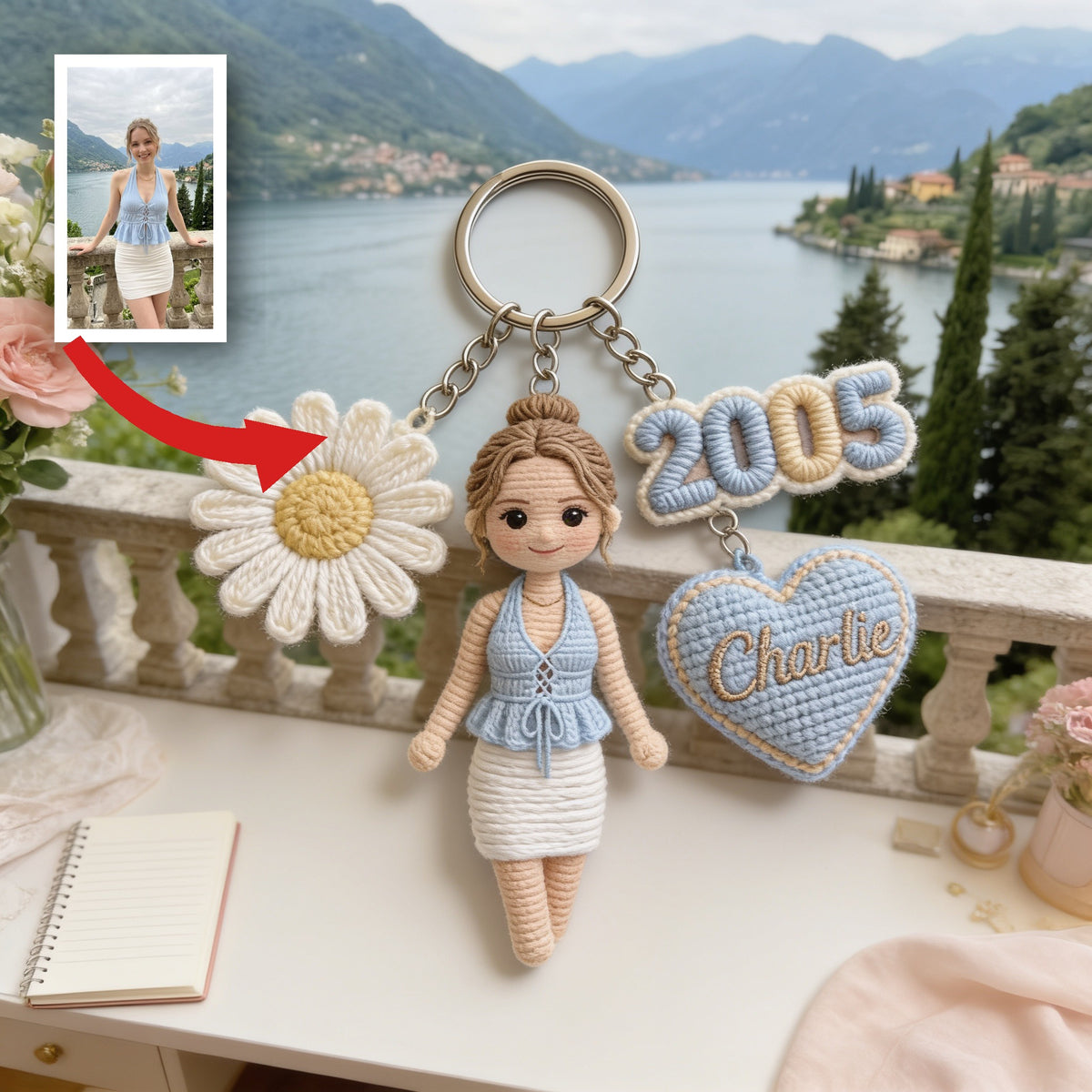Personalized 25th Birthday Woman Custom Charm Keychain Gift