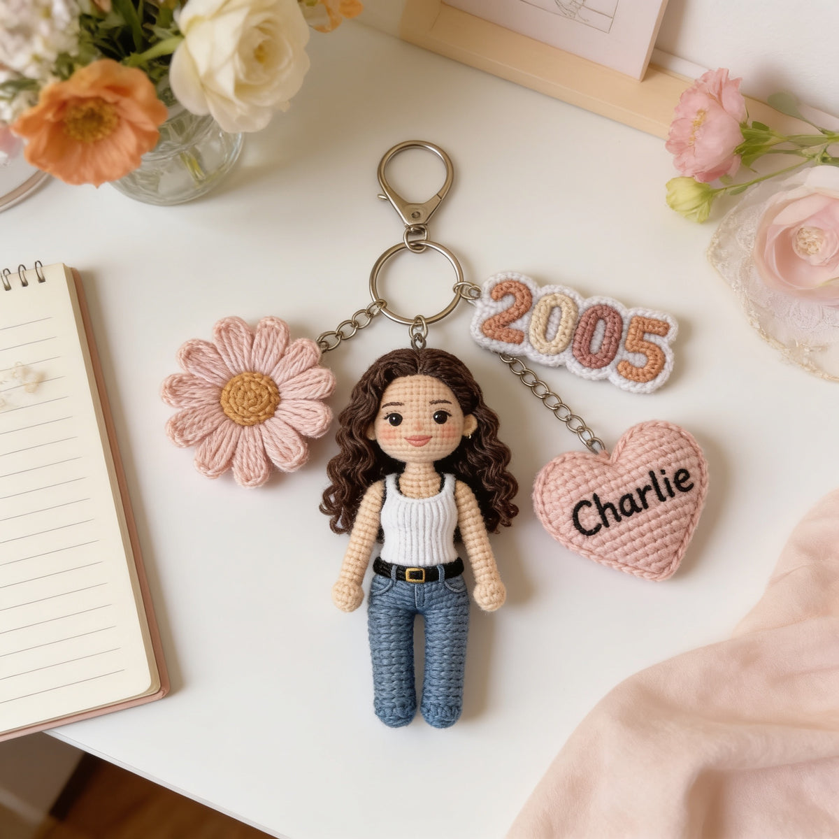 Personalized 25th Birthday Latina Woman Charm Keychain Gift For Her