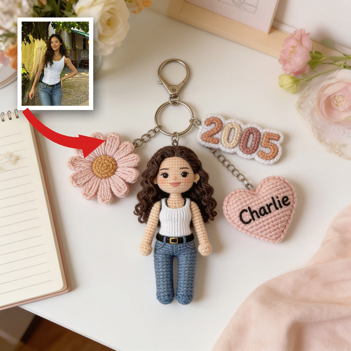 Personalized 25th Birthday Latina Woman Charm Keychain Gift For Her