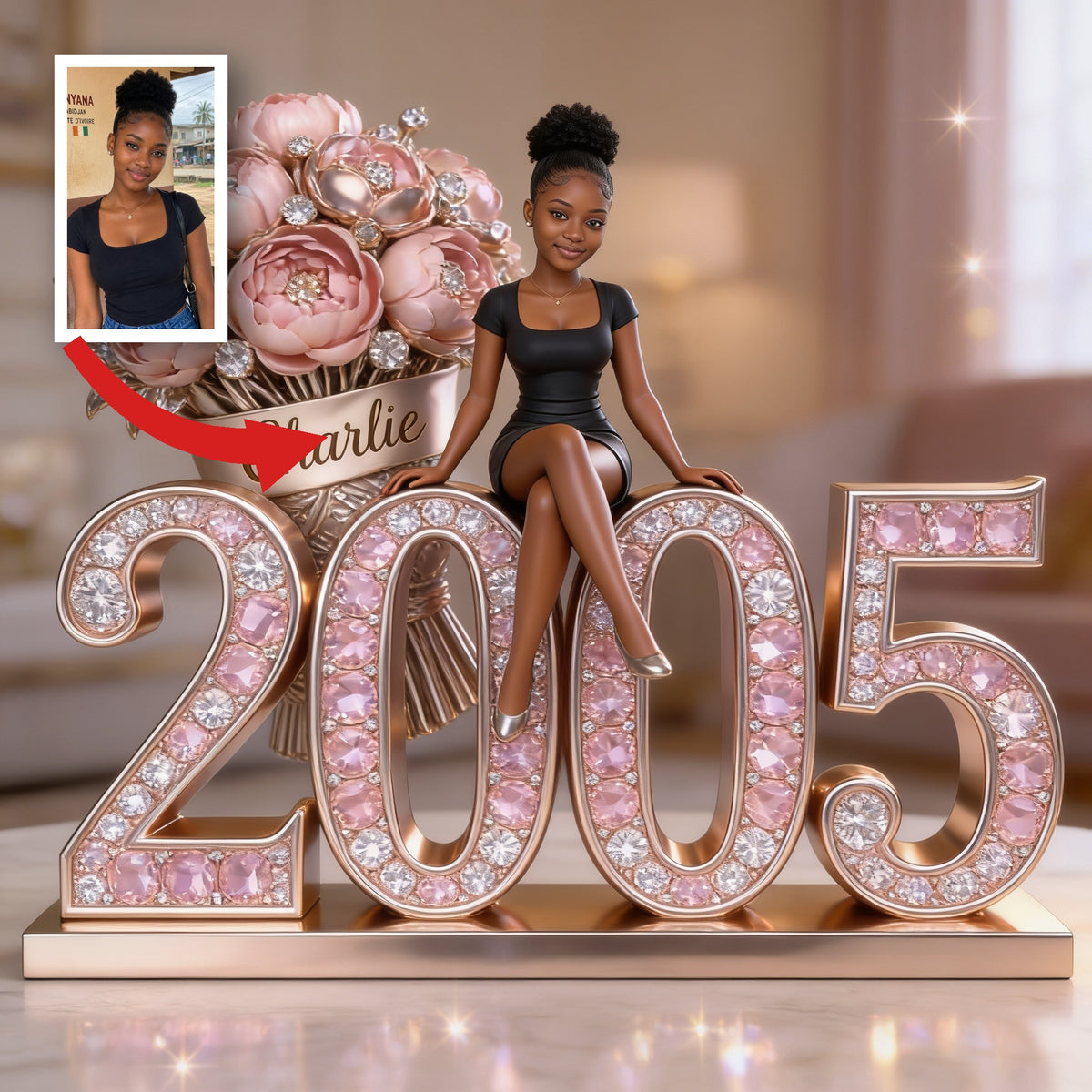 Personalized 25th Birthday Black Woman Custom Shaped Acrylic Plaque Gift For Her