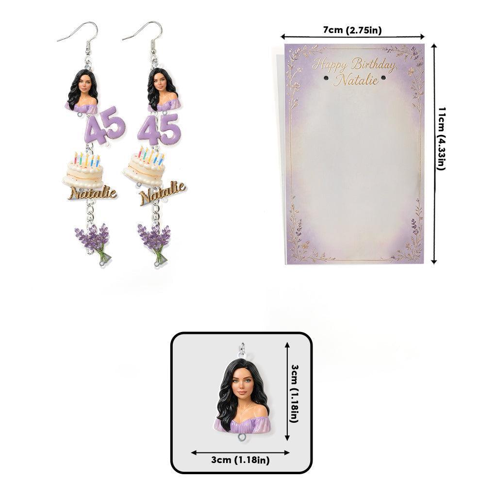 Personalized 50th Birthday Middle-Aged Woman Earrings with Display Card Gift for Mom Wife Grandma