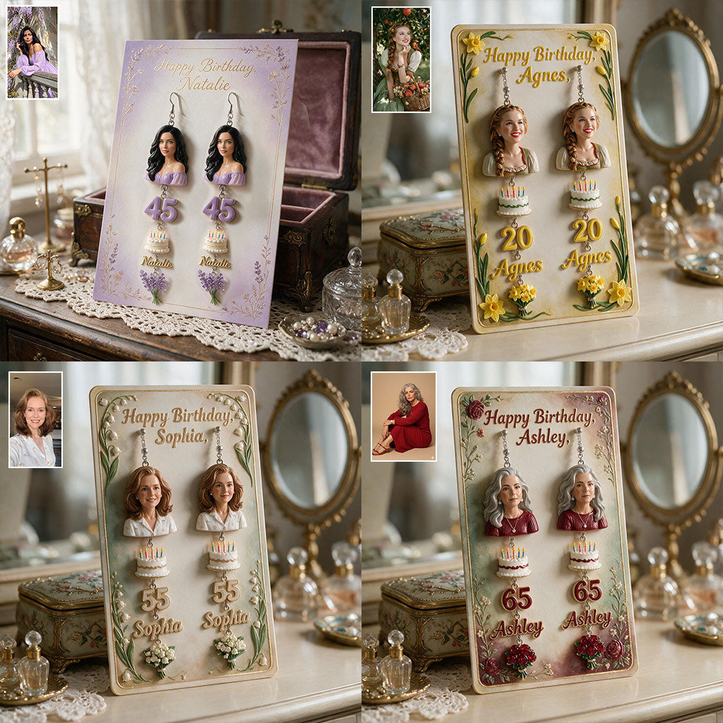 Personalized 50th Birthday Middle-Aged Latina Woman Earrings with Display Card Gift for Mom Wife Grandma