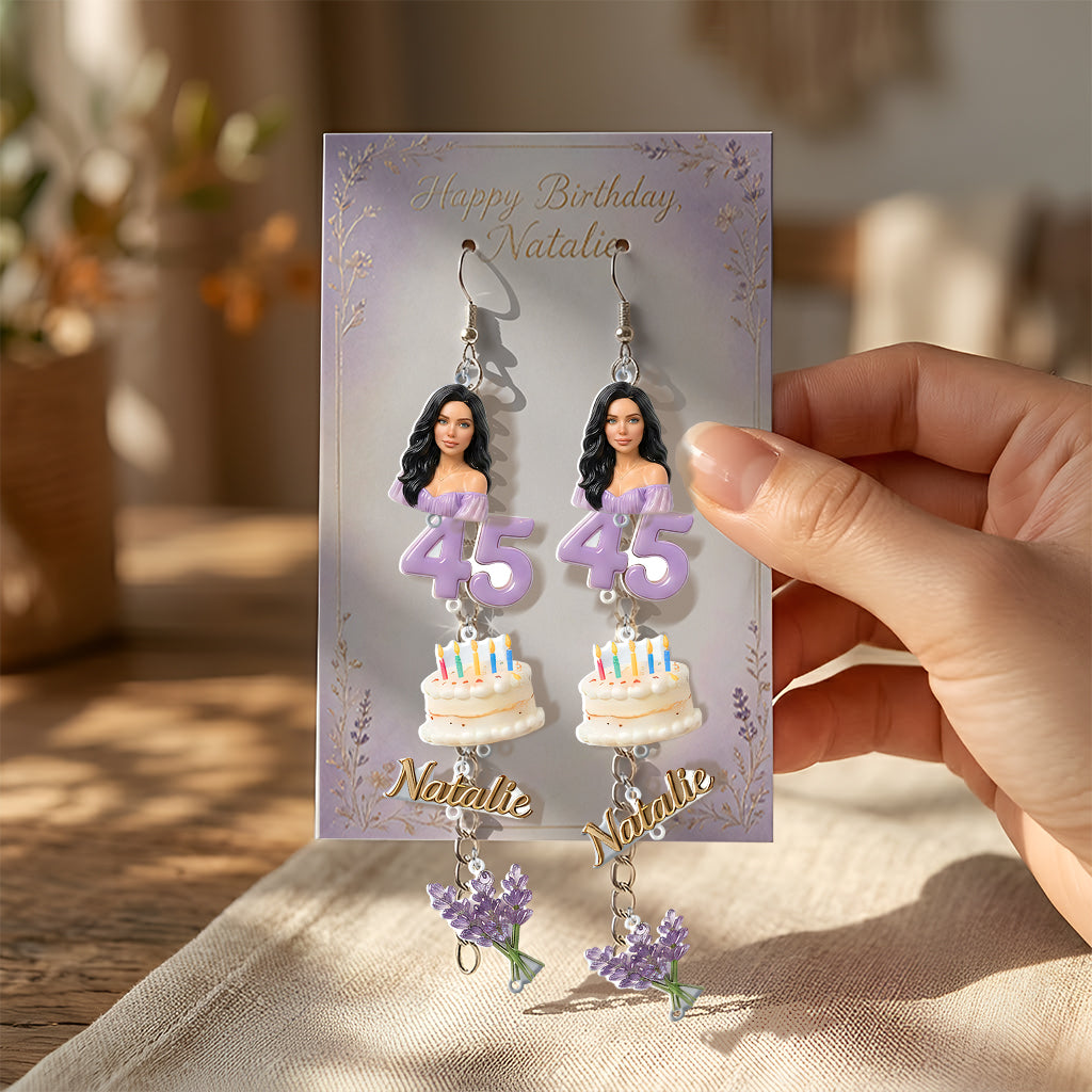 Personalized 70th Birthday Older Black Woman Earrings with Display Card, Mom Grandma Gift