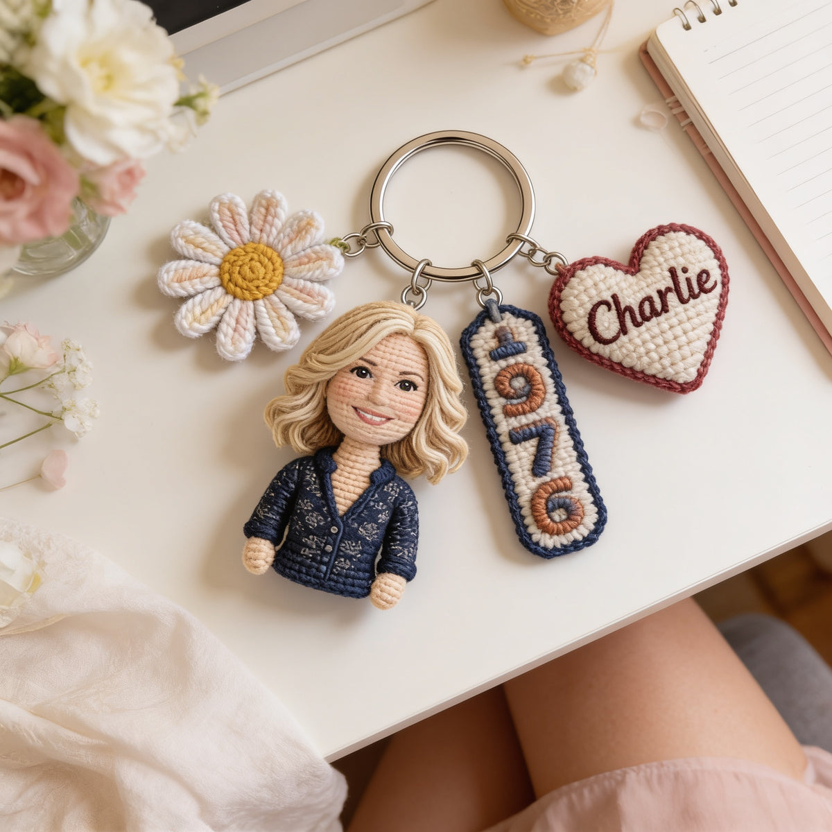 Personalized 50th Birthday Middle-Aged Woman Premium Charm Keychain Gift for Mom Grandma Wife