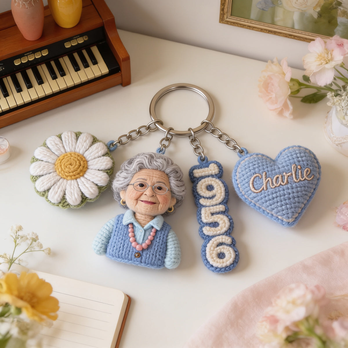 Personalized 70th Birthday Older Latina Woman Keychain Gift for Mom Grandma Wife