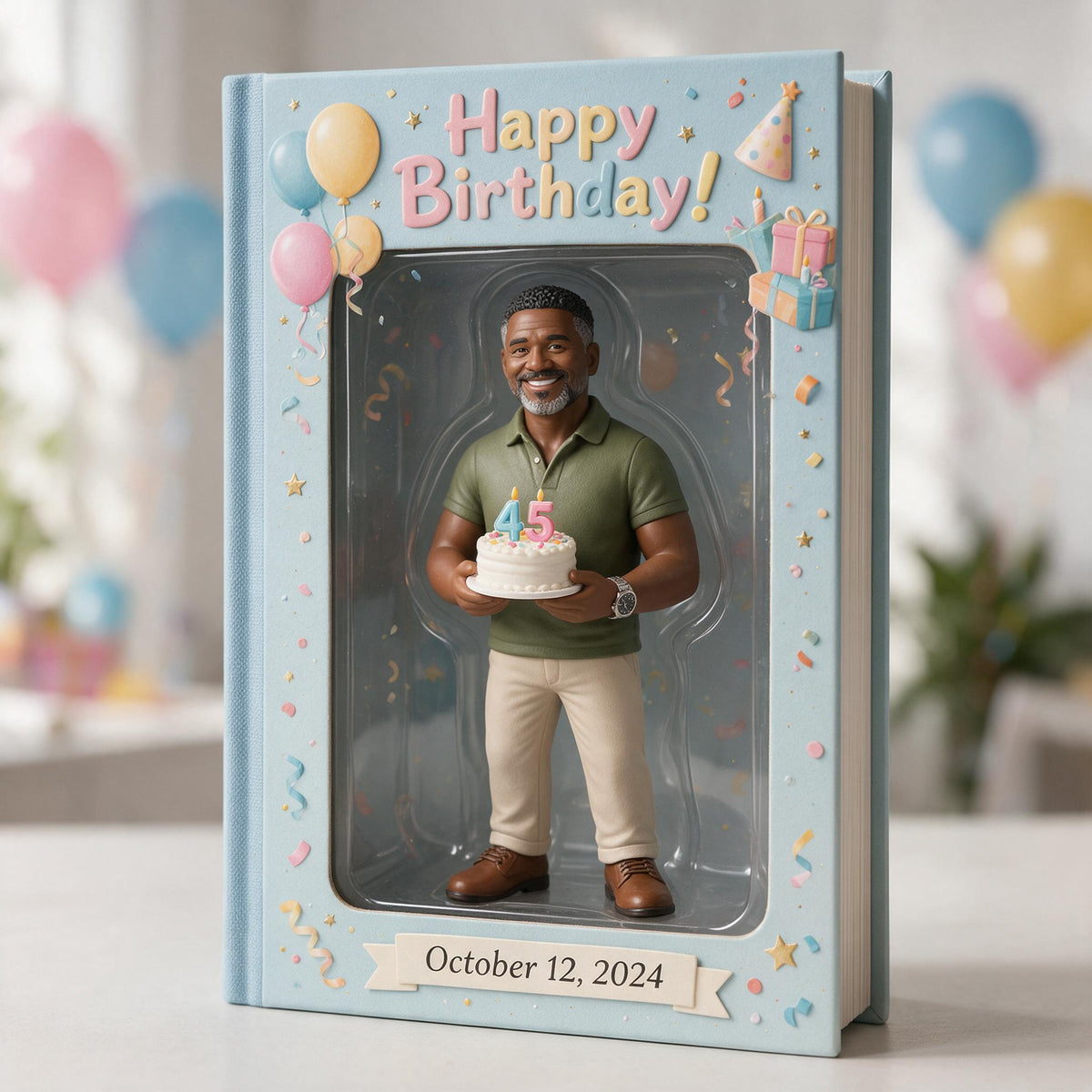Personalized 45th Birthday Middle-Aged Black Man Leather Journal Gift for Him