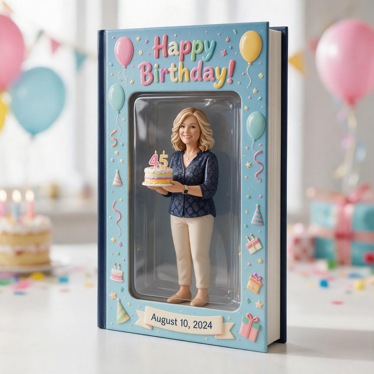 Personalized 45th Birthday Middle-Aged Woman Leather Journal Gift for Mom, Grandma, Wife