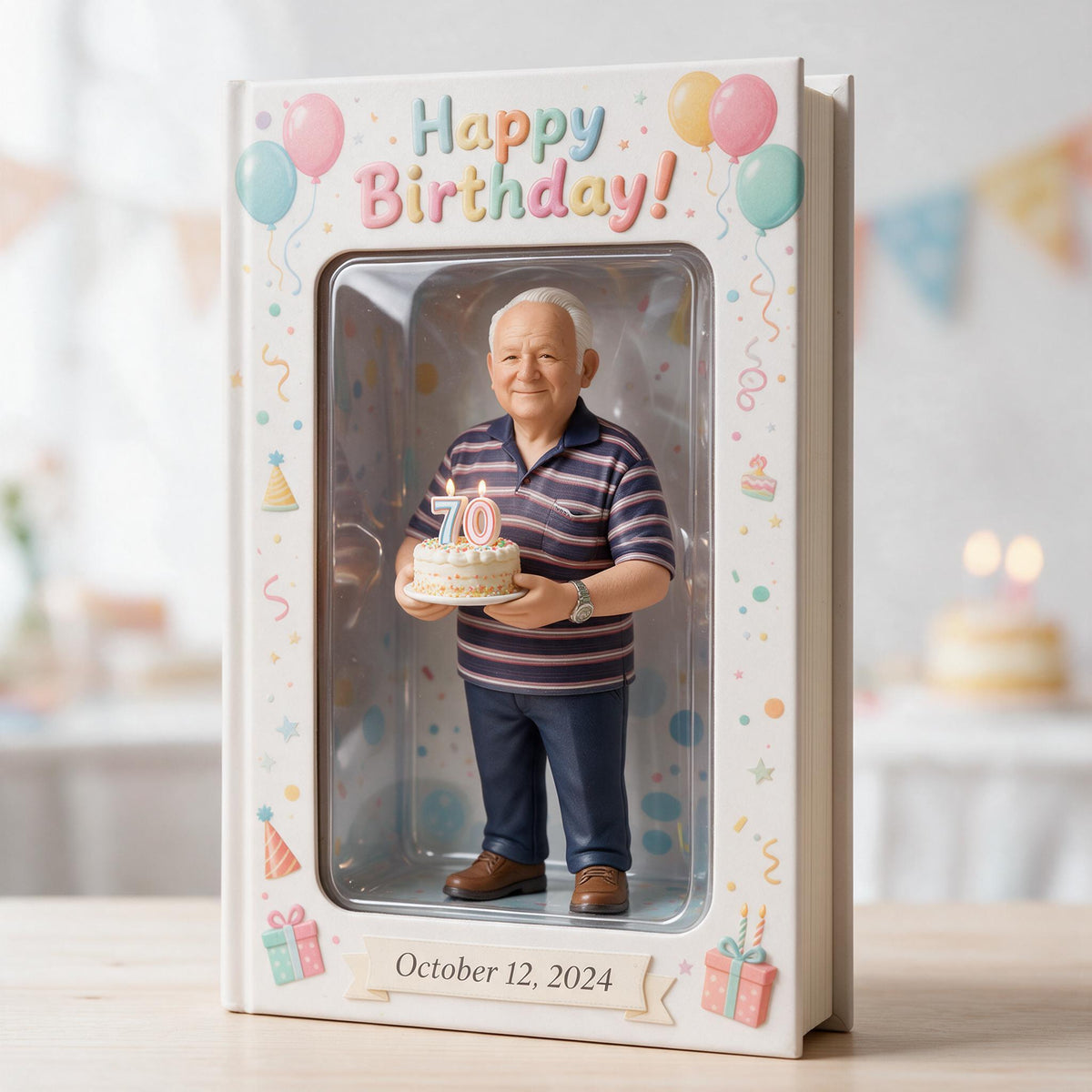 Personalized 70th Birthday Older Man Leather Journal, Grandpa Dad Birthday Gift