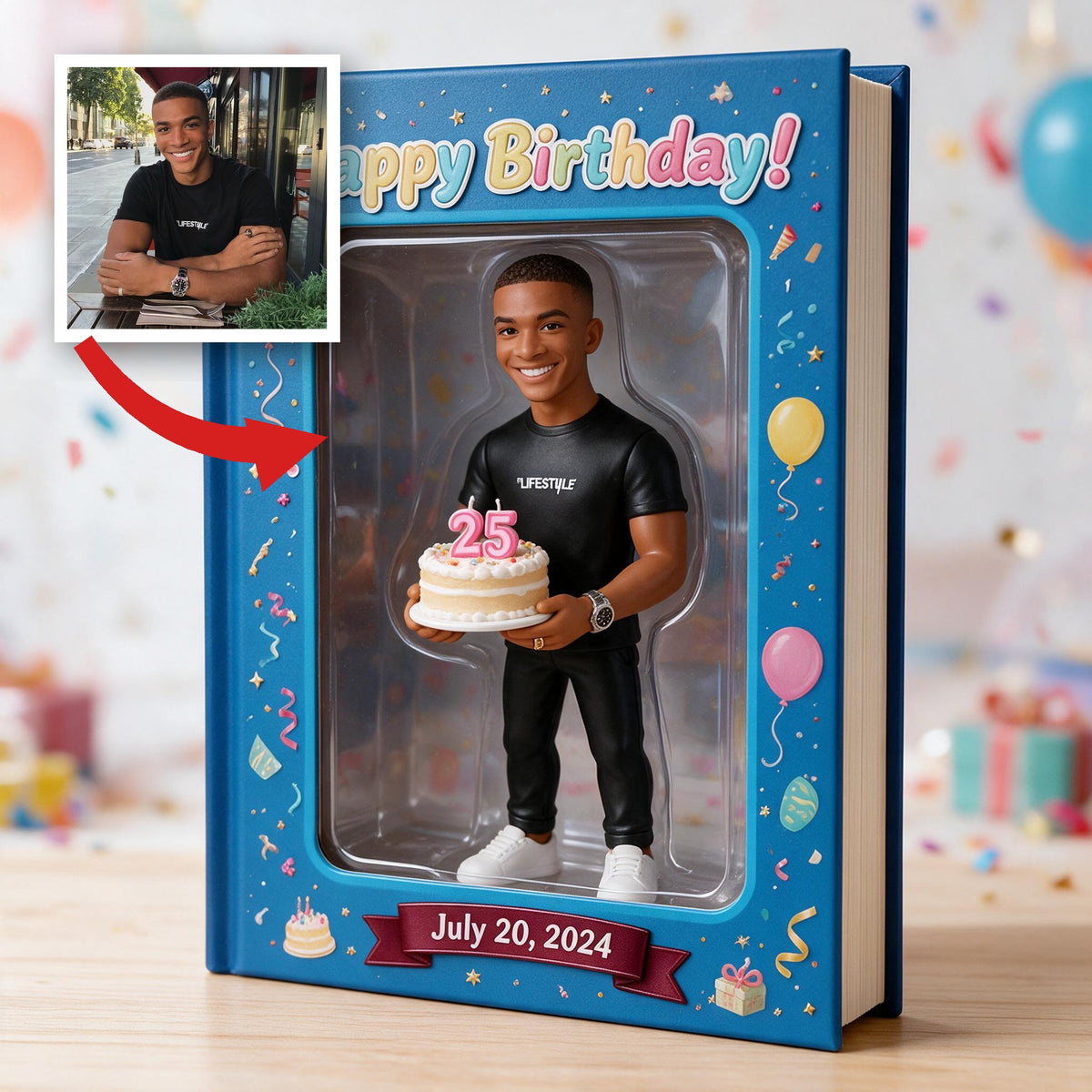 Personalized 25th Birthday Black Man Leather Journal, Birthday Gift for Him