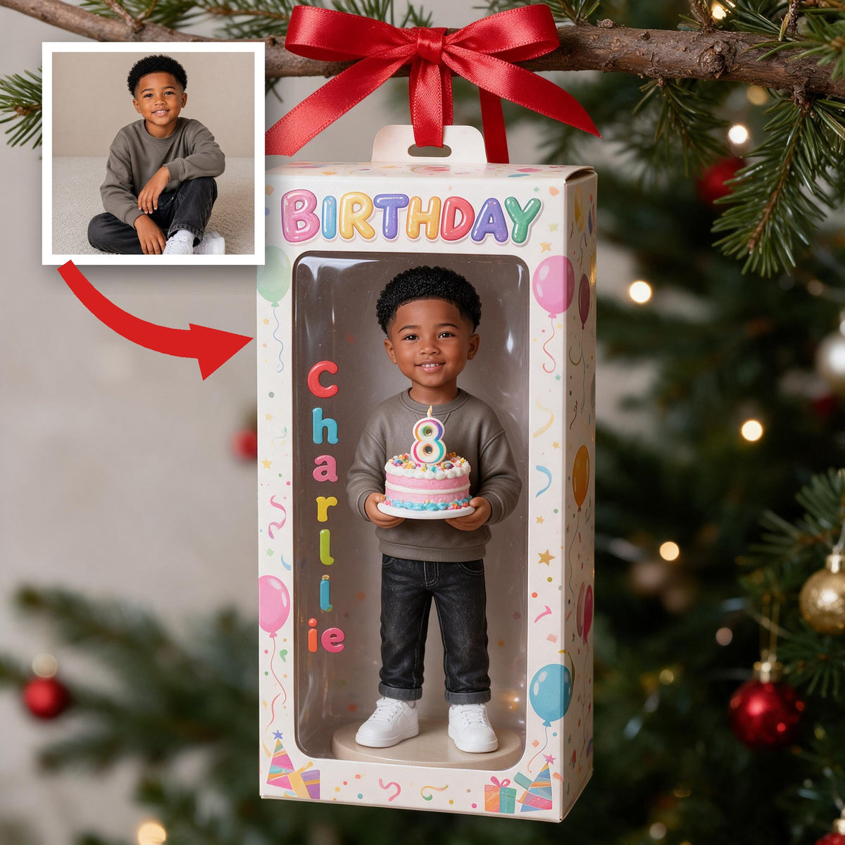 Personalized Birthday Black Little Boy Ornament Son Grandson Nephew Gift