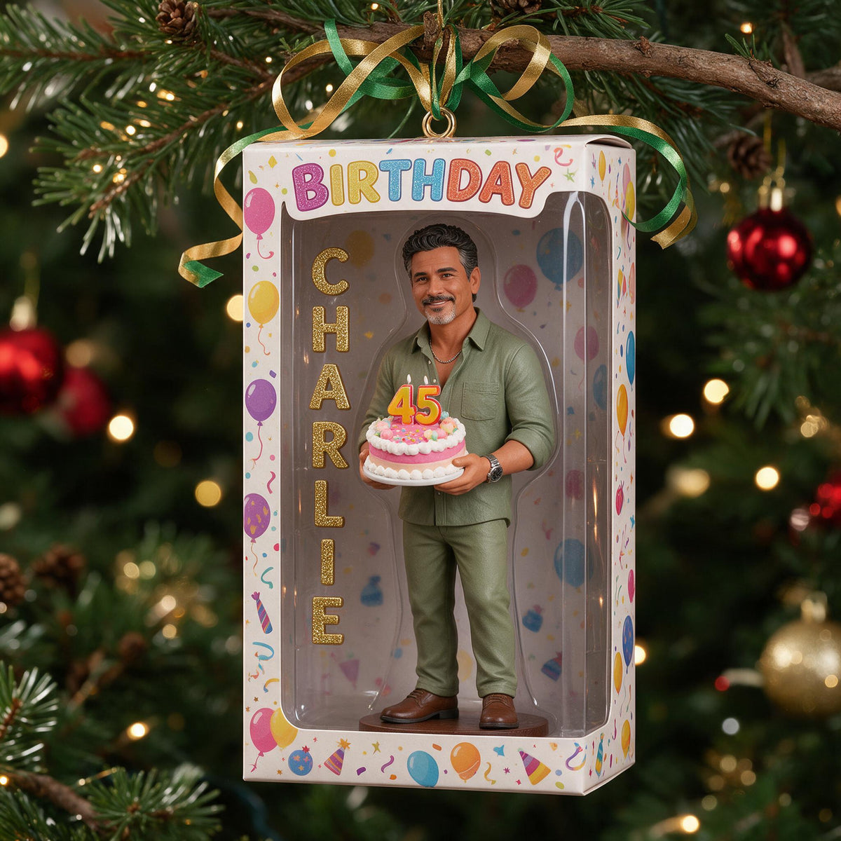 Personalized 45th Birthday Middle-Aged Latino Man Ornament Gift for Dad Husband Grandpa