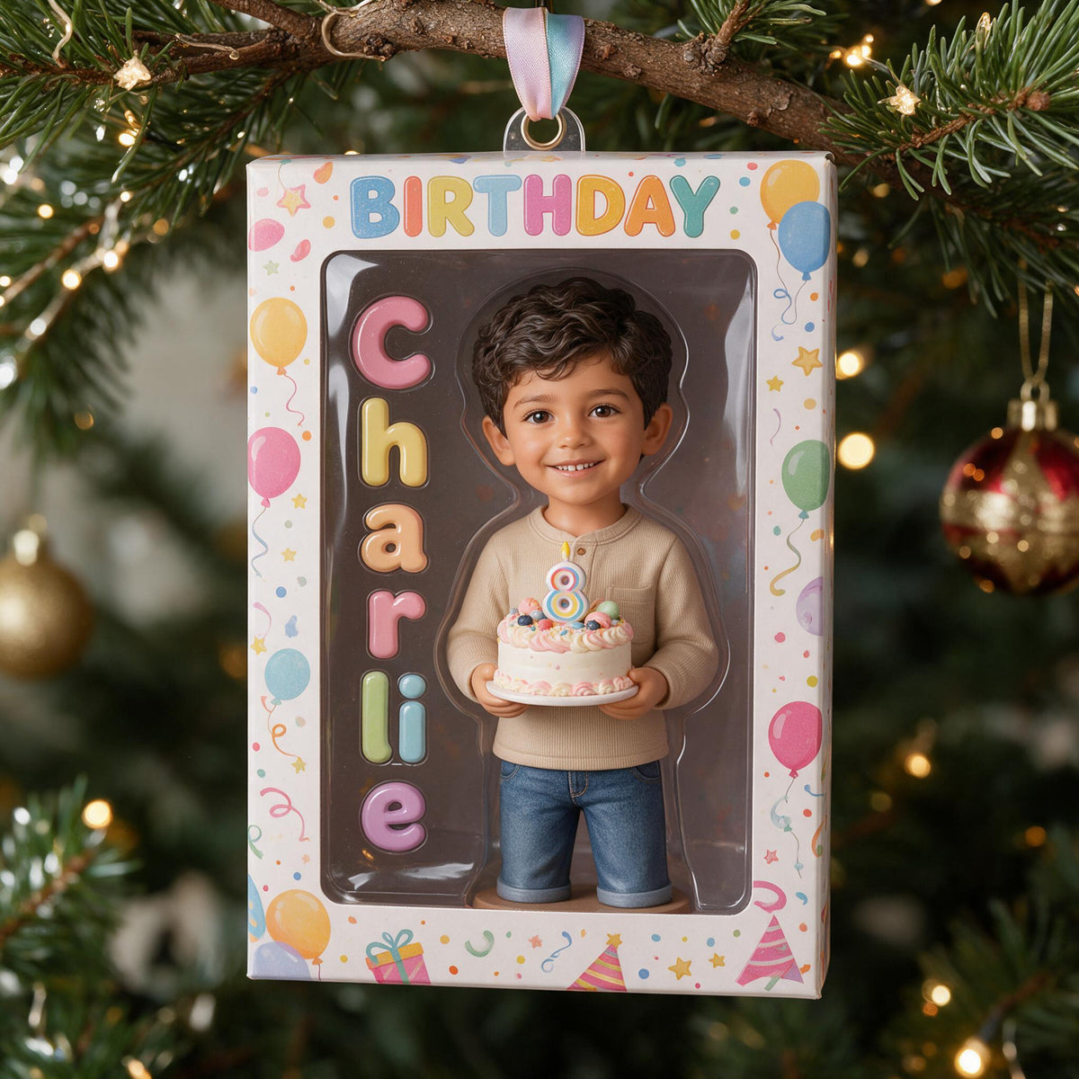 Personalized Birthday Latino Little Boy Ornament - Gift for Son Grandson Nephew