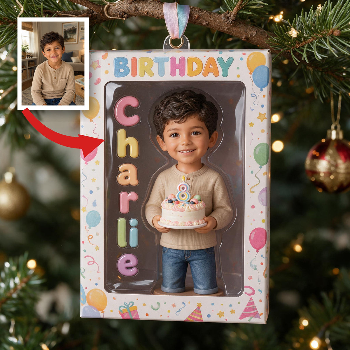 Personalized Birthday Latino Little Boy Ornament - Gift for Son Grandson Nephew