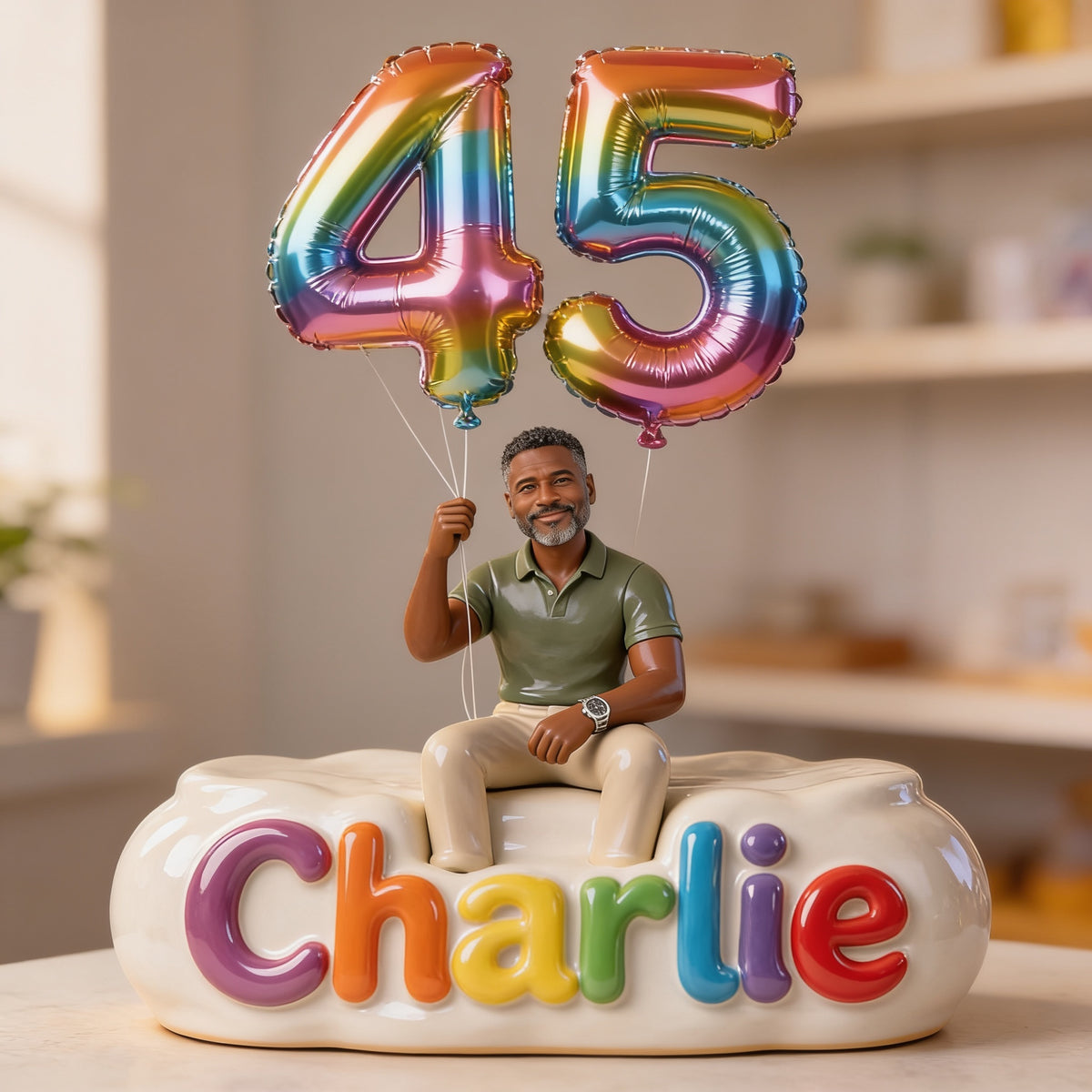 Personalized 45th Birthday Middle-Aged Black Man Custom Shaped Acrylic Plaque Gift