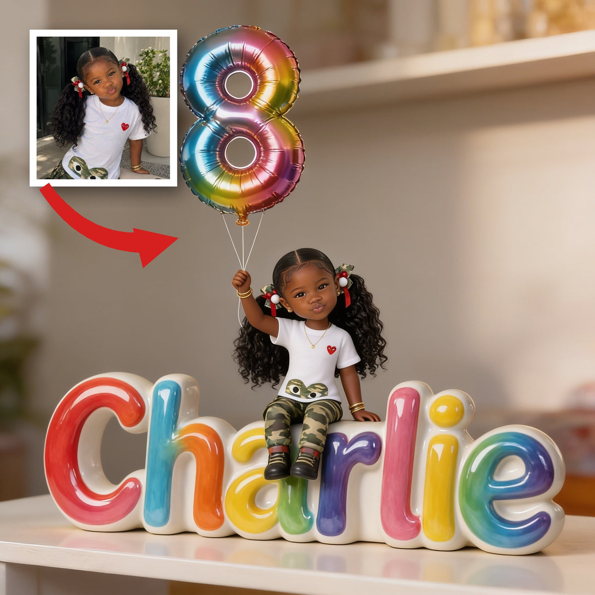 Personalized Birthday Black Little Girl Custom Shaped Acrylic Plaque Kids Gift