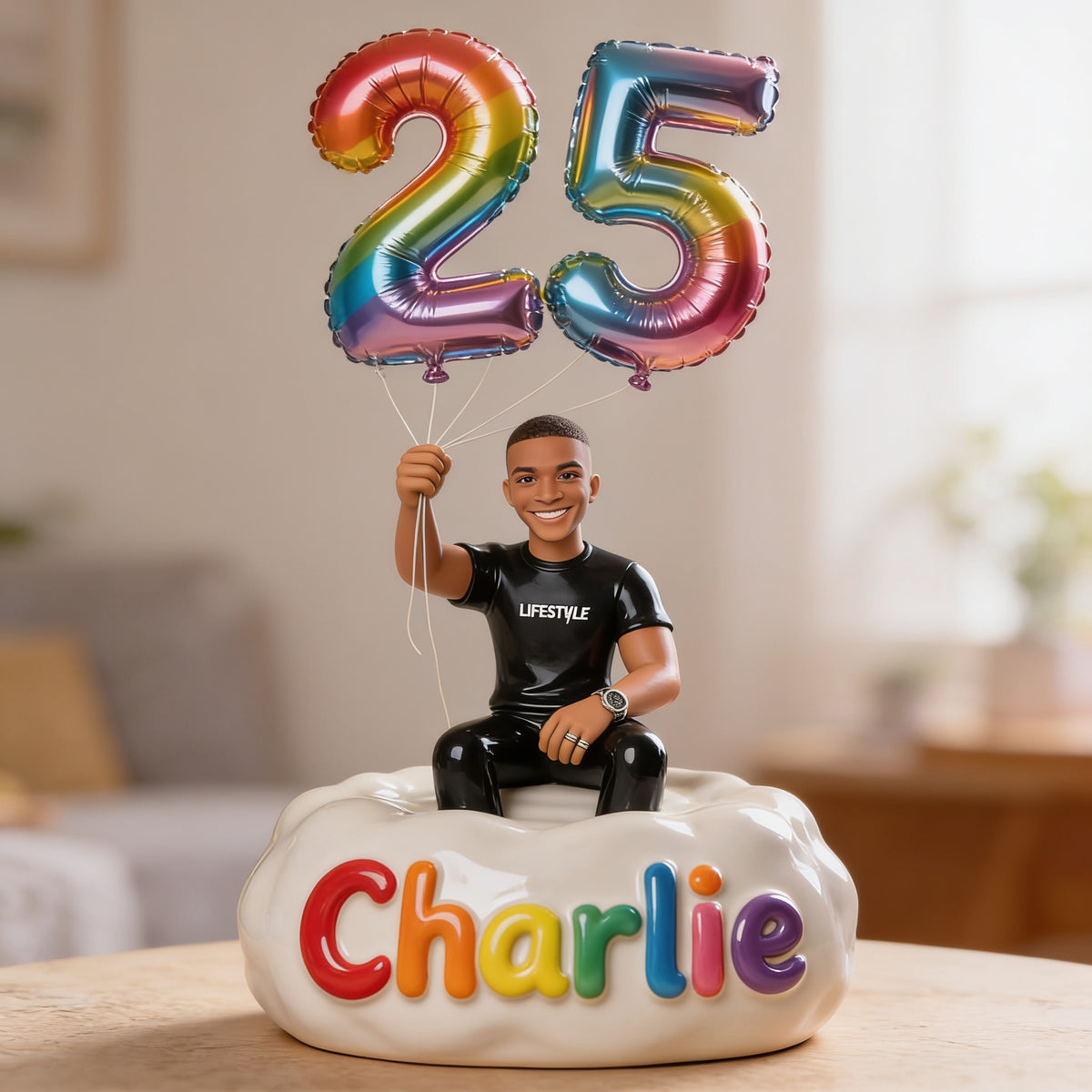 Personalized 25th Birthday Black Man Custom Shaped Acrylic Plaque Gift for Him