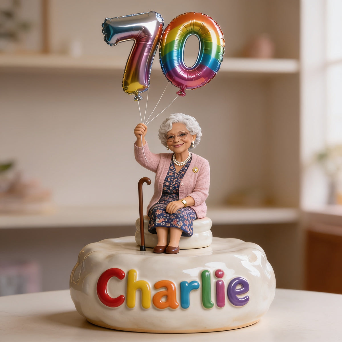 Personalized 70th Birthday Older Black Woman Custom Shaped Acrylic Plaque Gift