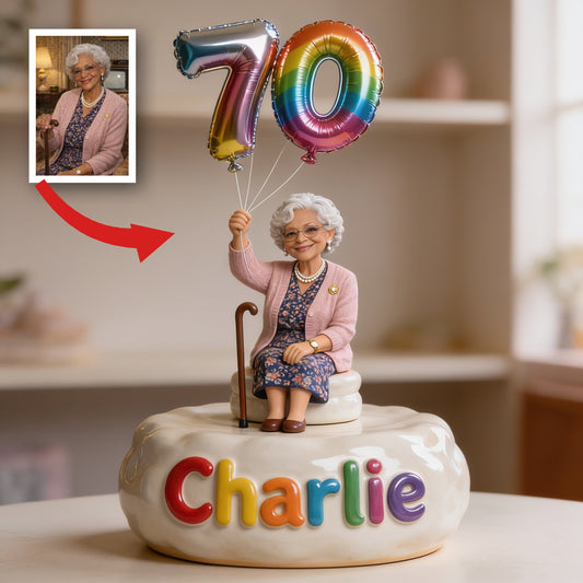 Personalized 70th Birthday Older Black Woman Custom Shaped Acrylic Plaque Gift