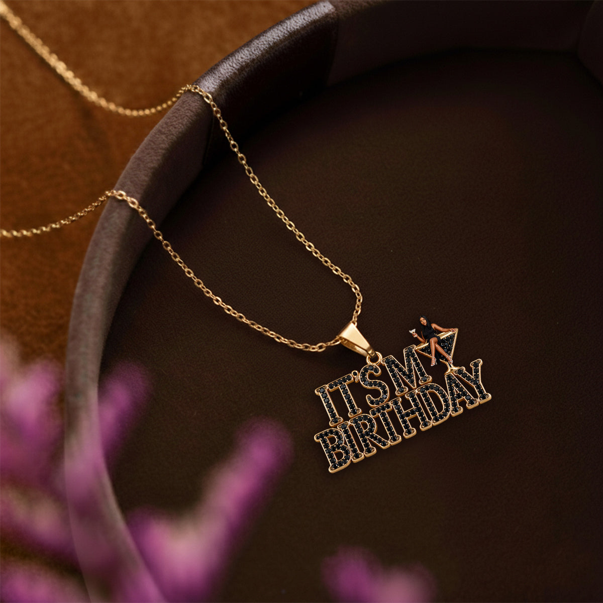 Personalized 70th Birthday Older Black Woman Pendant Necklace & Stud Earrings