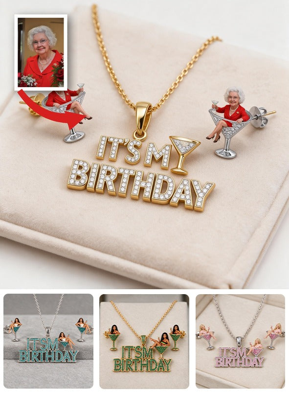 Personalized 70th Birthday Older Woman Pendant Necklace & Stud Earrings Set