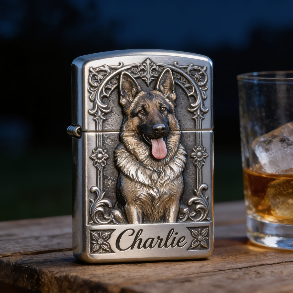 Personalized Black and Tan Adult German Shepherd Lighter Dog Owner Gift