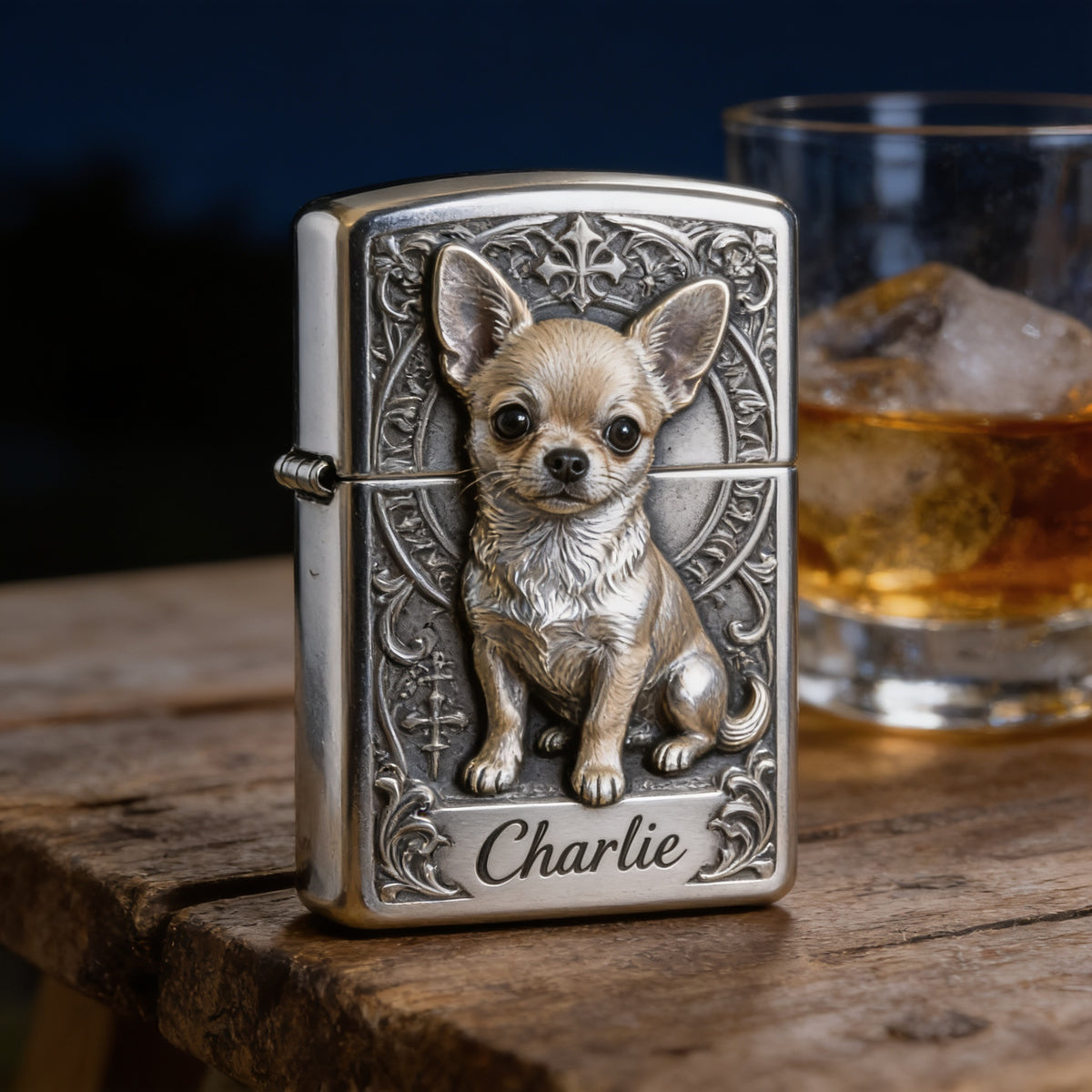 Personalized Fawn White Chihuahua Lighter Pet Owner Keepsake Gift