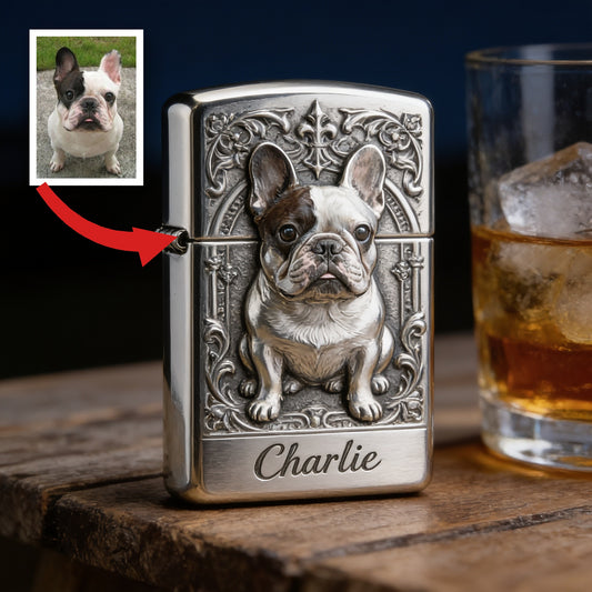 Personalized Black and White French Bulldog Lighter Pet Lover Gift