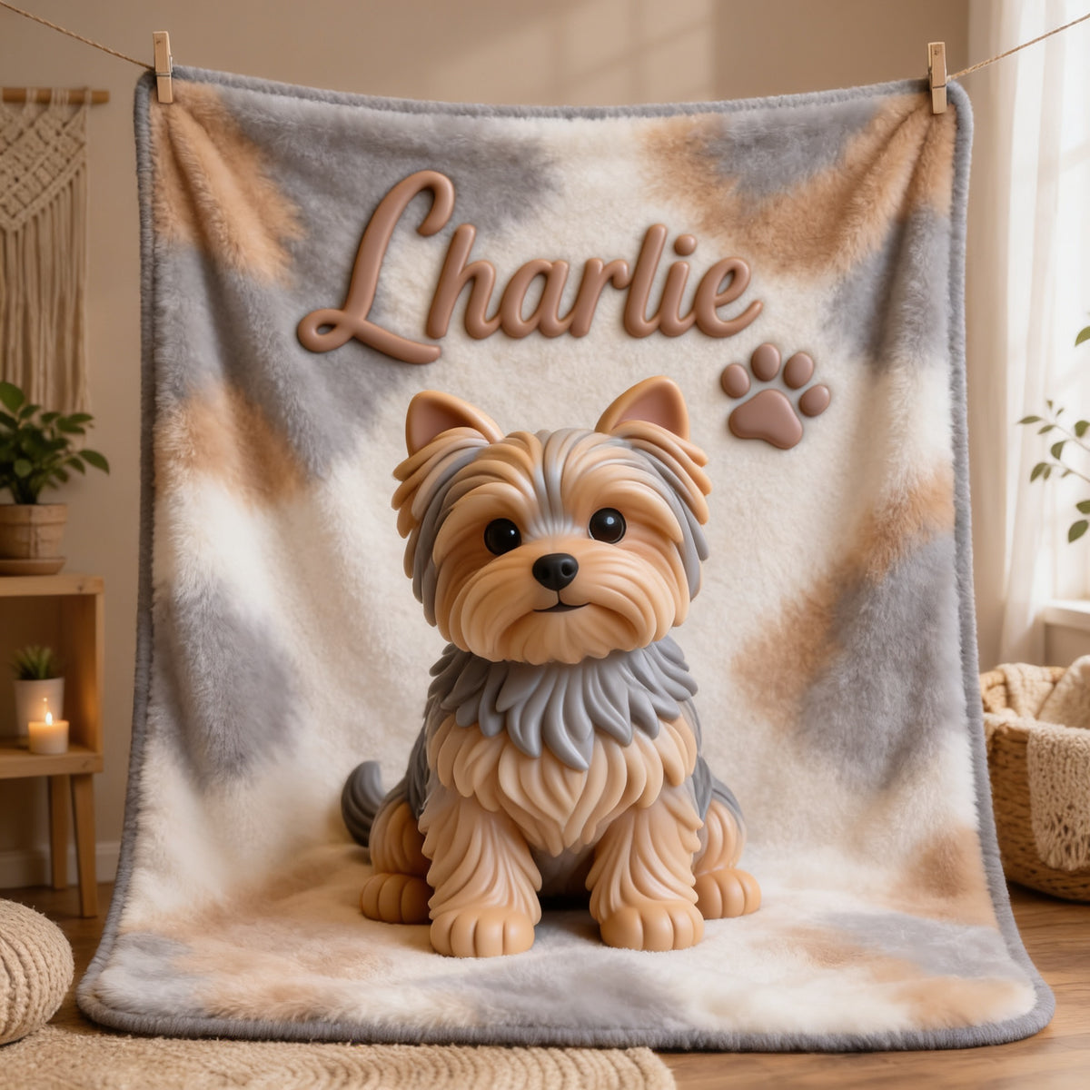 Personalized Yorkshire Terrier Pet Blanket Soft Dog Lover Gift