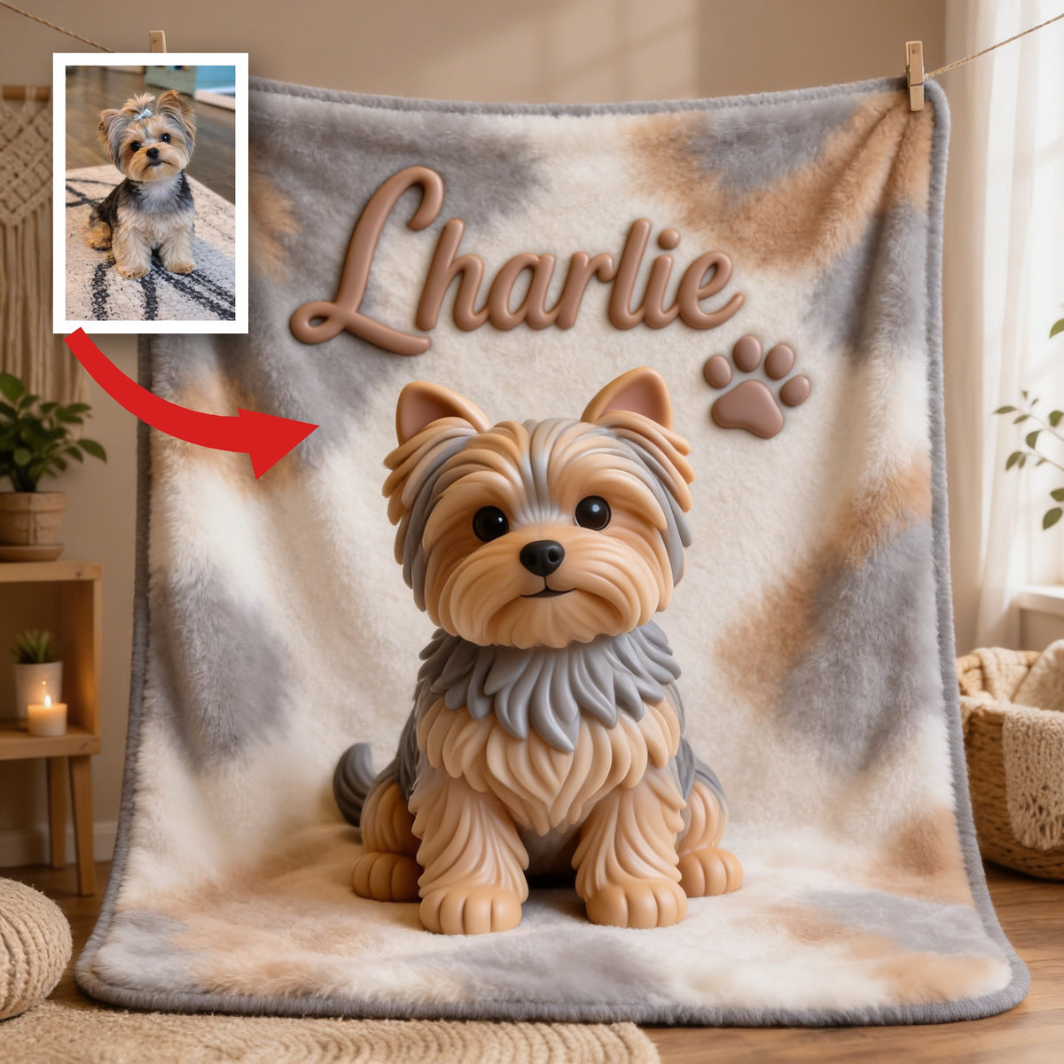 Personalized Yorkshire Terrier Pet Blanket Soft Dog Lover Gift