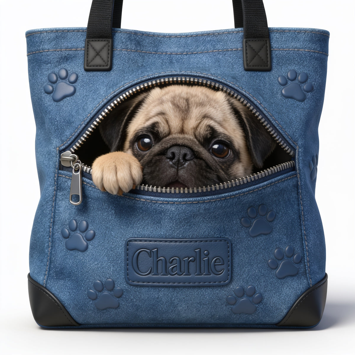 Personalized Fawn Pug Puppy Tote Bag Dog Lover Gift
