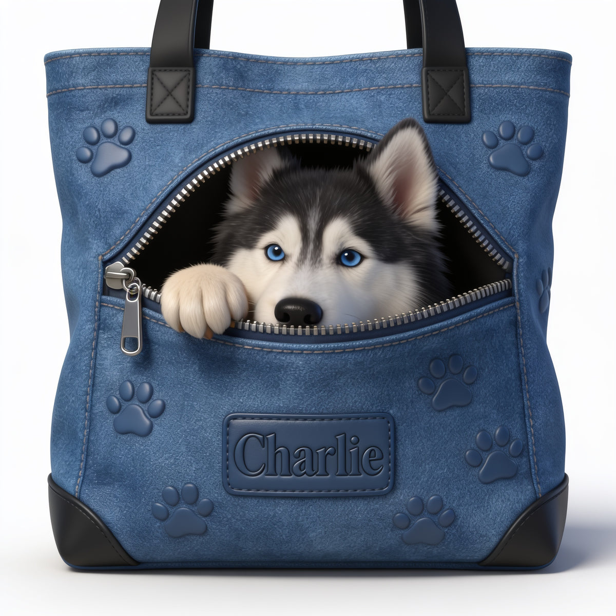 Personalized Blue Eyed Siberian Husky Tote Bag Dog Lover Gift