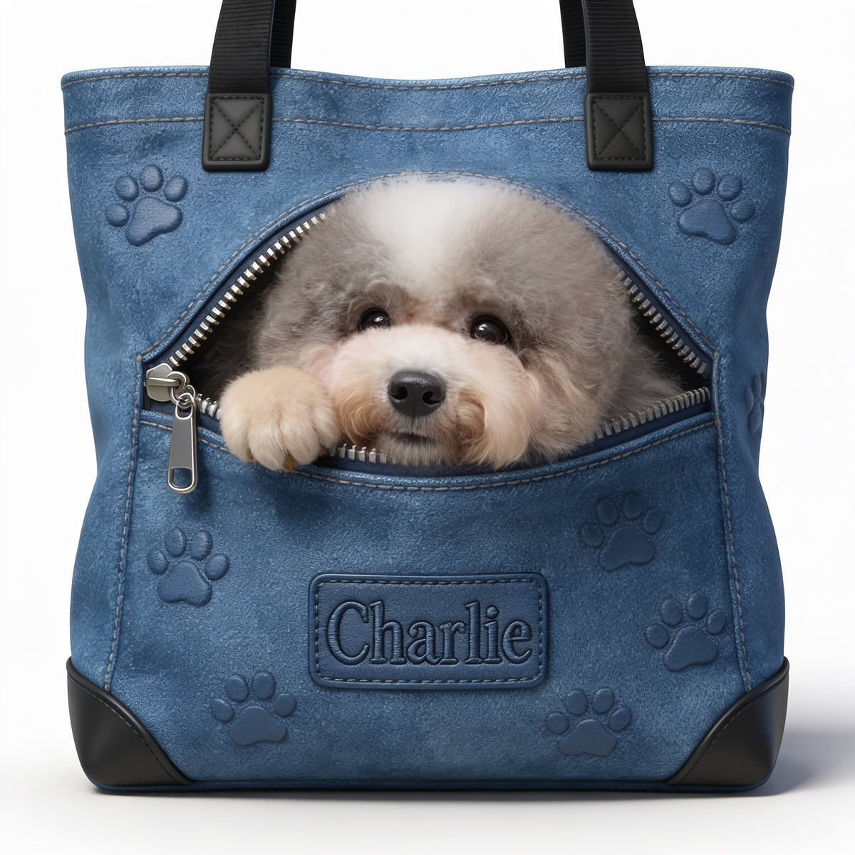 Personalized Curly Fur Poodle Tote Bag Dog Lover Gift