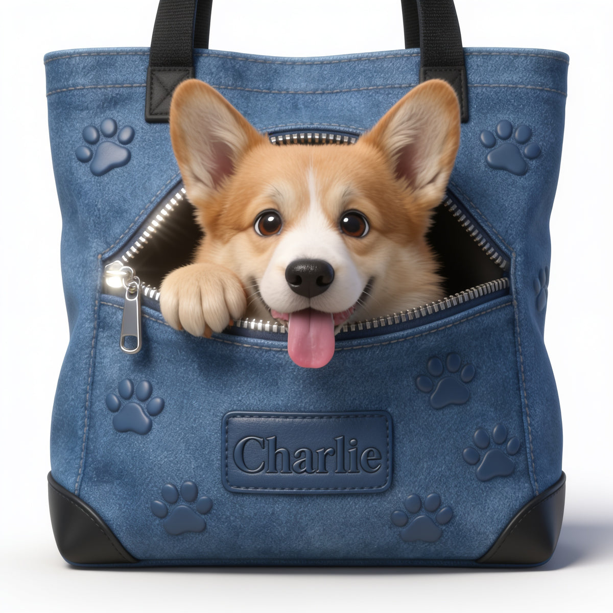 Personalized Tan and White Pembroke Welsh Corgi Tote Bag for Dog Lovers