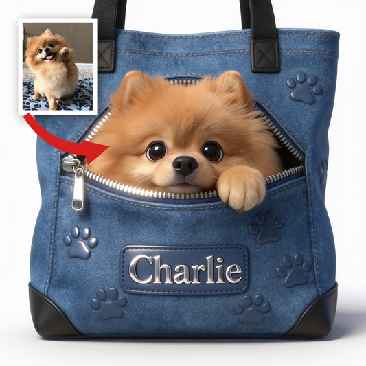 Personalized Fluffy Golden Tan Pomeranian Tote Bag Dog Lover Gift