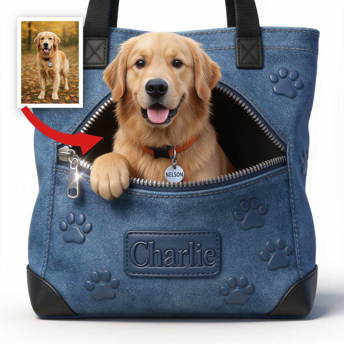 Personalized Golden Retriever Tote Bag Dog Lover Gift
