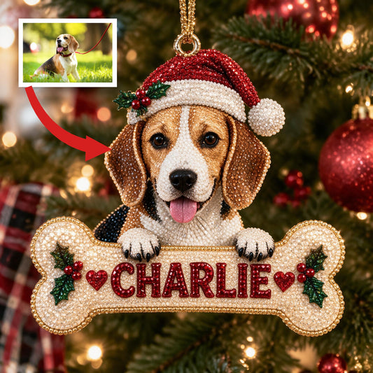 Personalized Christmas Tricolor Adult Beagle Diamond Painting Ornament Kit