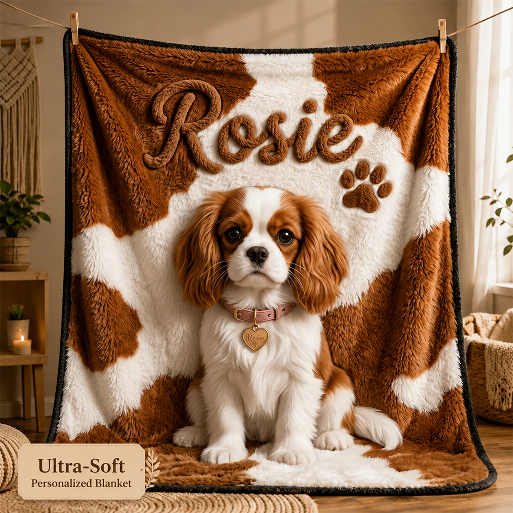 Personalized Fluffy Shih Tzu Pet Blanket Custom Dog Owner Gift