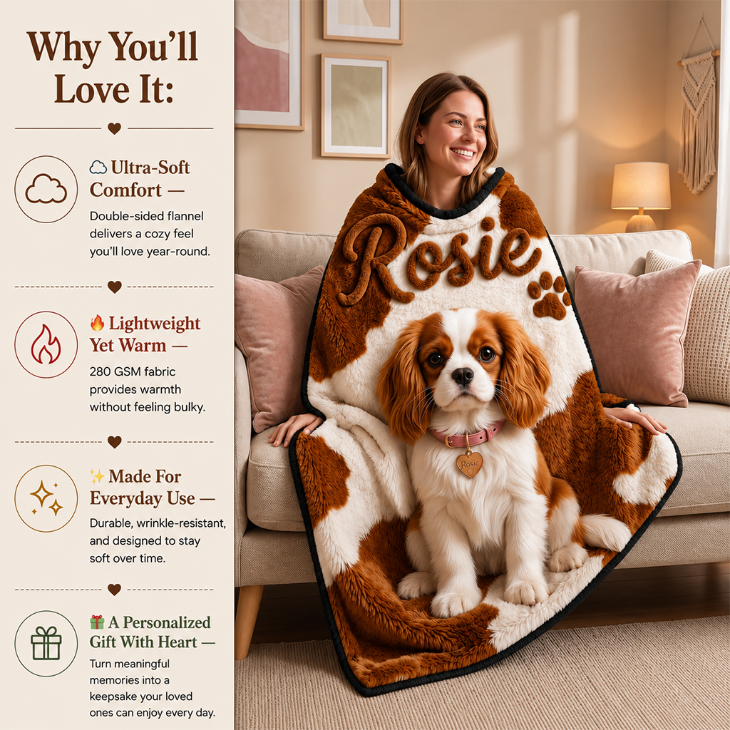 Personalized Yorkshire Terrier Pet Blanket Soft Dog Lover Gift