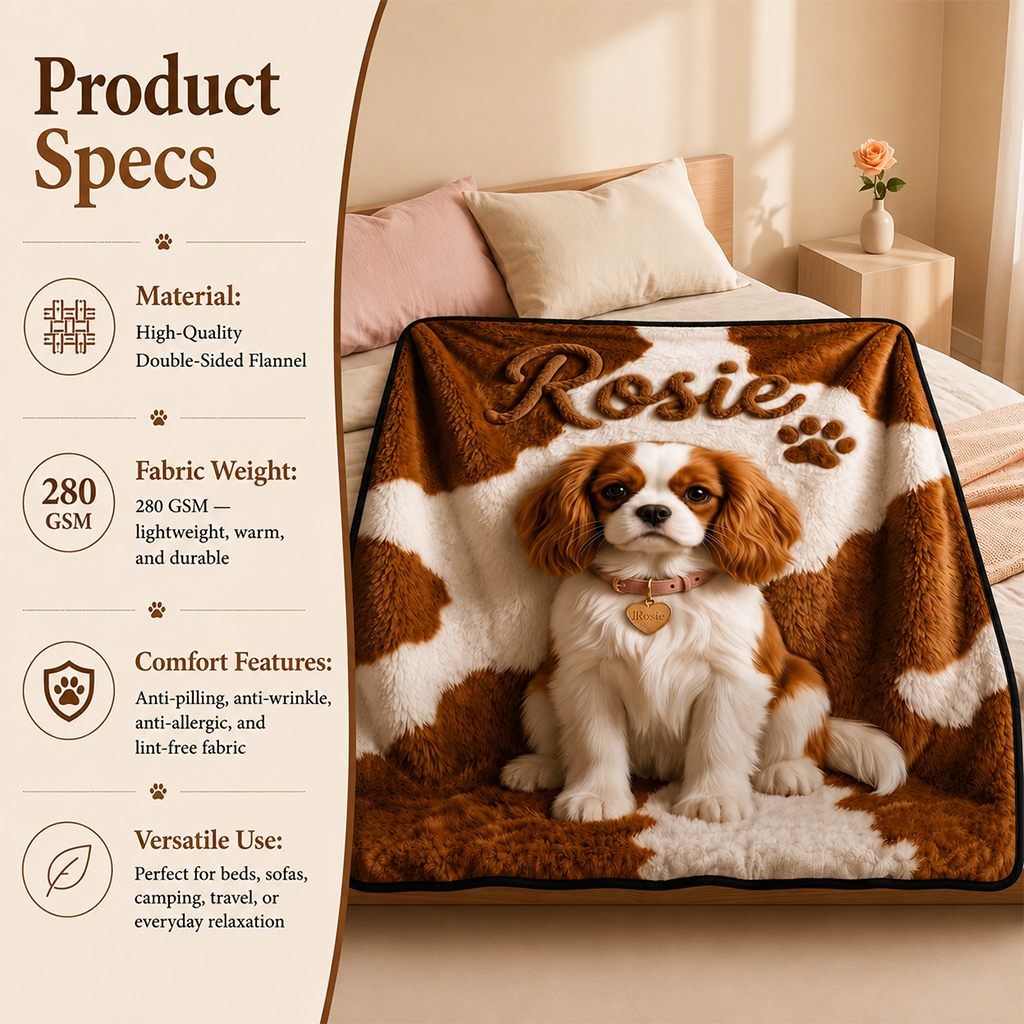 Personalized Tricolor Adult Beagle Dog Blanket Pet Lover Gift