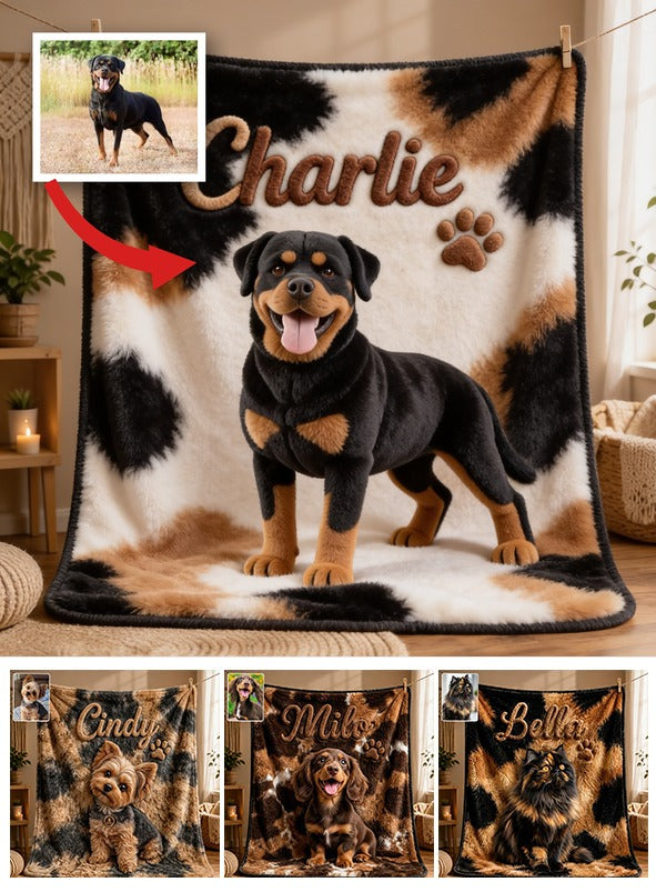 Personalized Adult Black and Tan Rottweiler Pet Blanket Dog Lover Gift