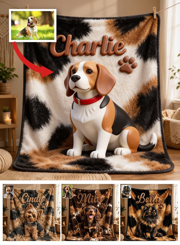 Personalized Tricolor Adult Beagle Dog Blanket Pet Lover Gift