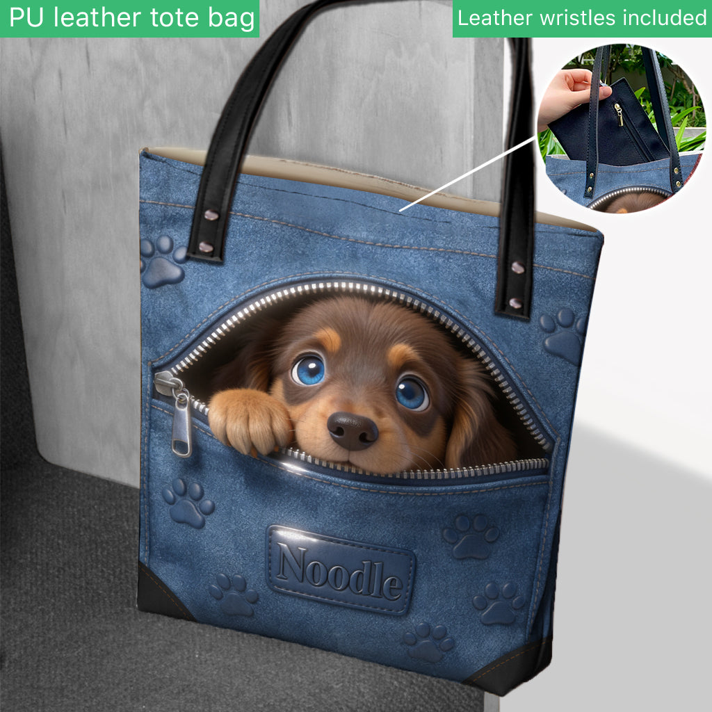 Personalized Fawn Pug Puppy Tote Bag Dog Lover Gift