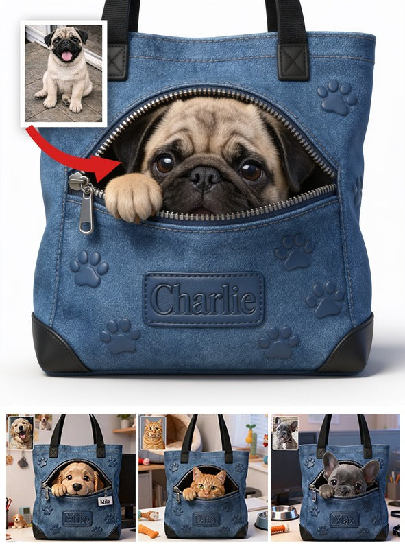 Personalized Fawn Pug Puppy Tote Bag Dog Lover Gift