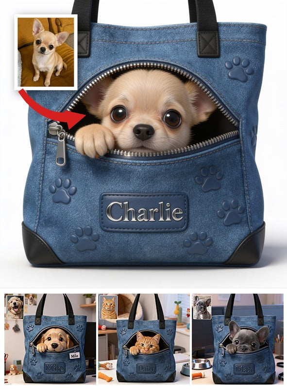 Personalized Fawn and White Chihuahua Puppy Tote Bag Dog Lover Gift
